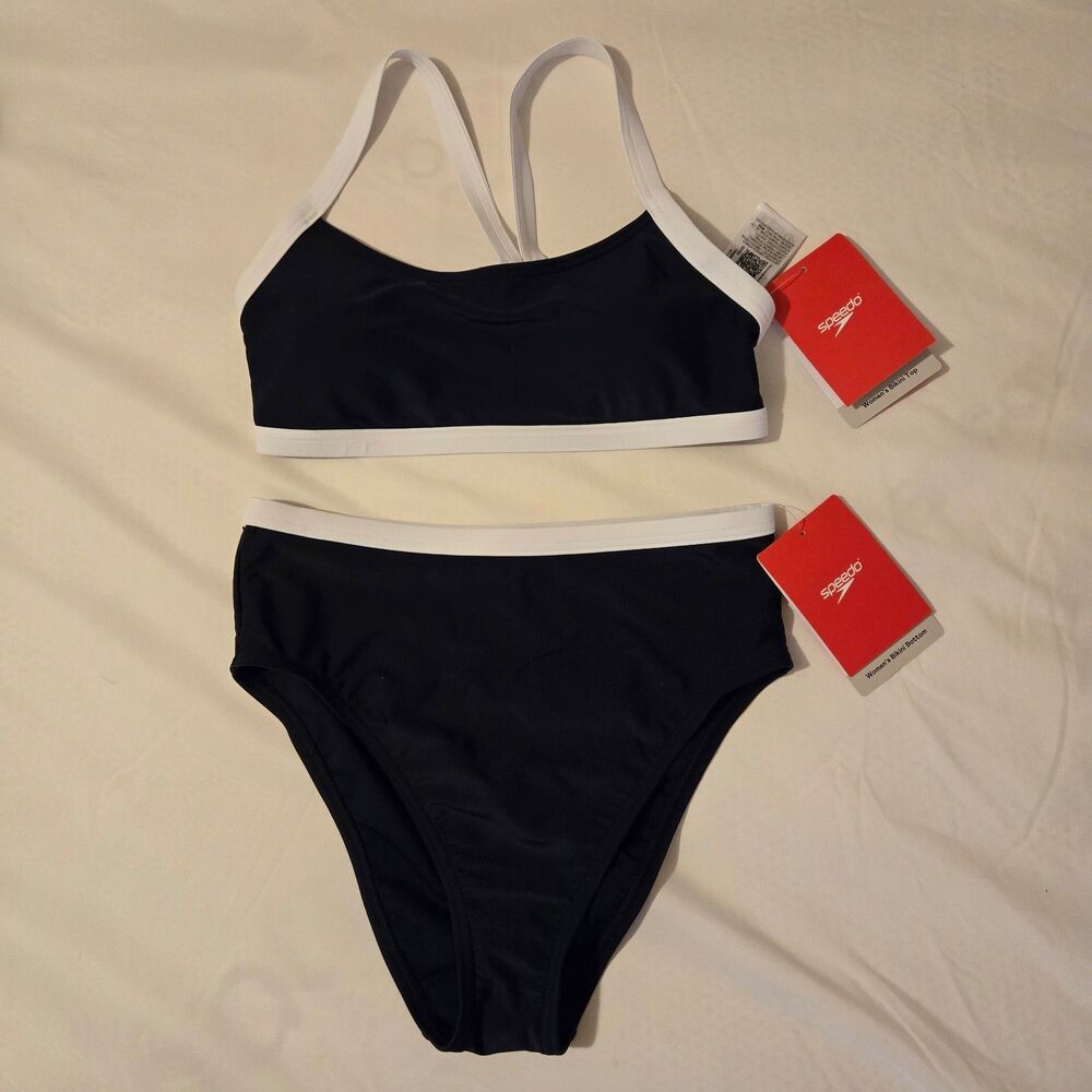 Speedo Womens Navy Blue Two Piece Bikini Size XS NWT